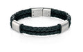 Black Leather Bracelet With Brush Finish