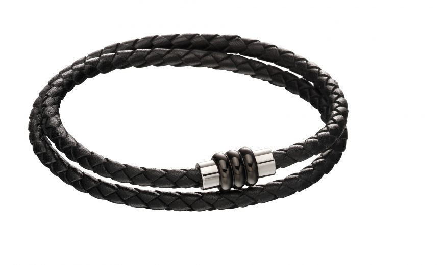 Section Tube Clasp Black Knot Leather Bracelet