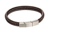 Plait Mixed Brushed Finish Brown Leather Bracelet