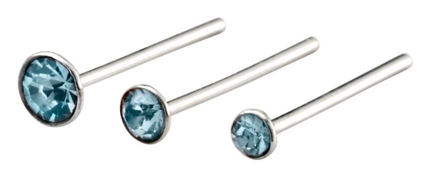 Set of 3 Aqua Nose Studs