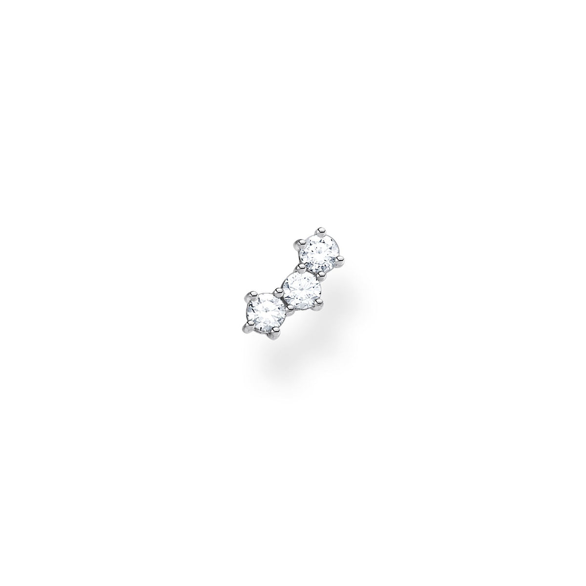 Single Ear Stud with Row of 3 Stones