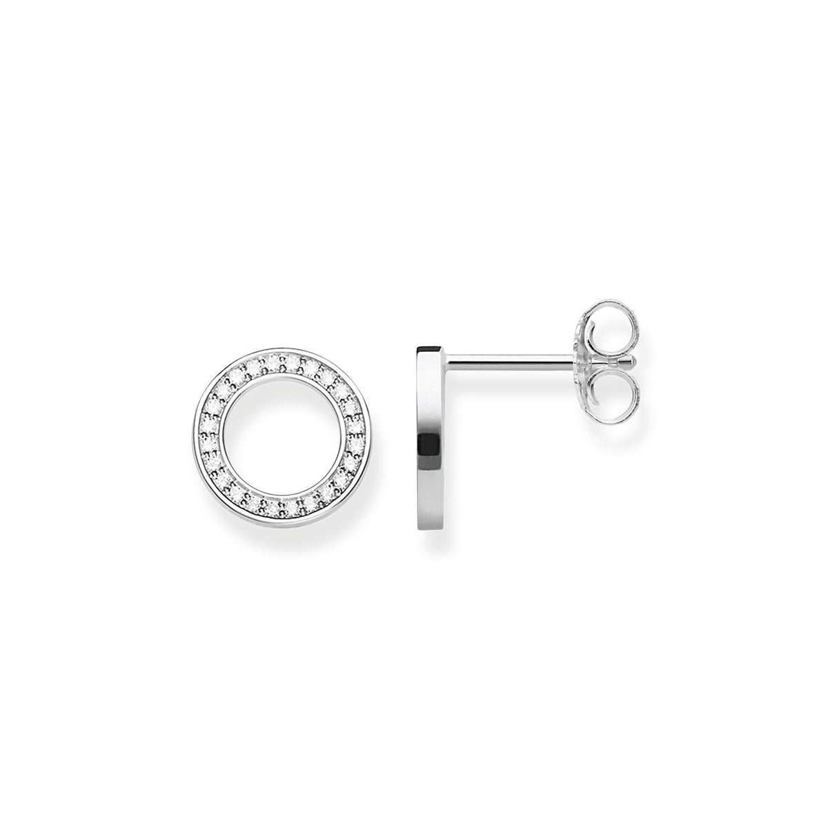 Circle Ear Studs in Silver