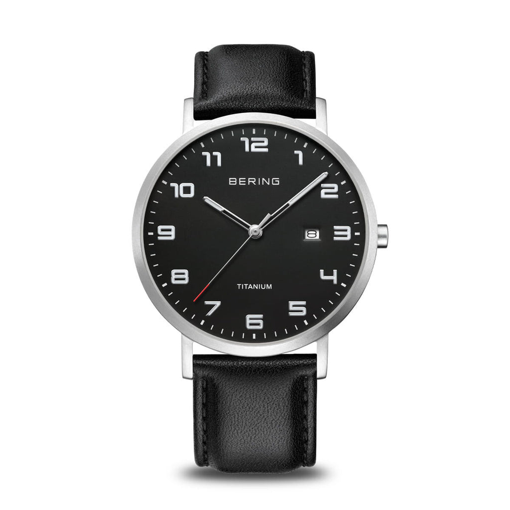 Numbered Black Dial with Black Leather Strap