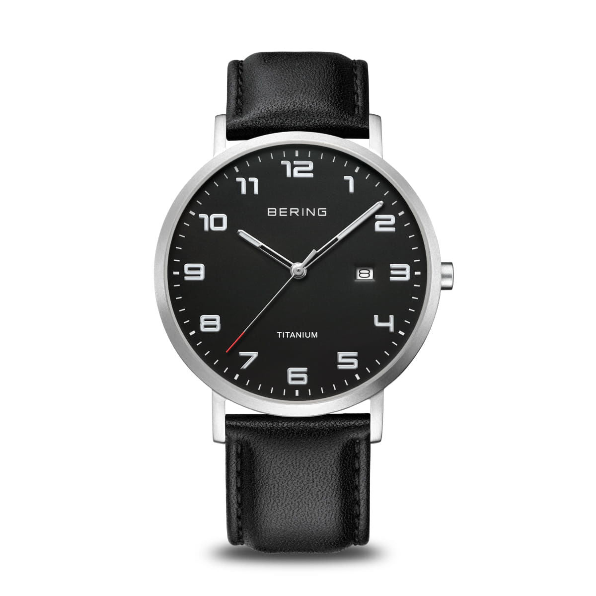 Numbered Black Dial with Black Leather Strap