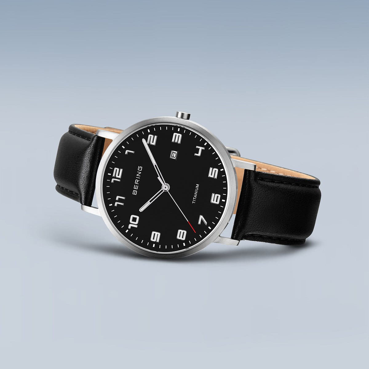 Numbered Black Dial with Black Leather Strap