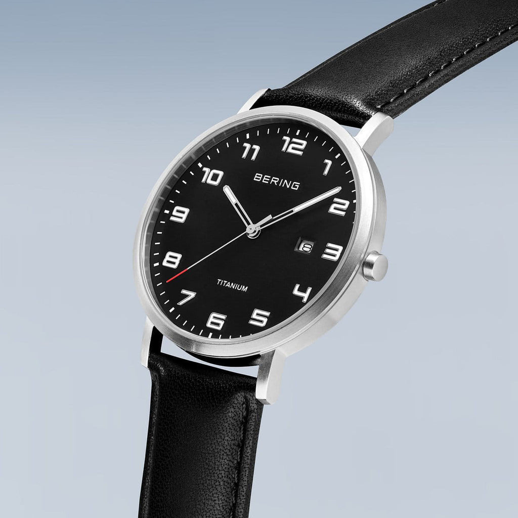 Numbered Black Dial with Black Leather Strap