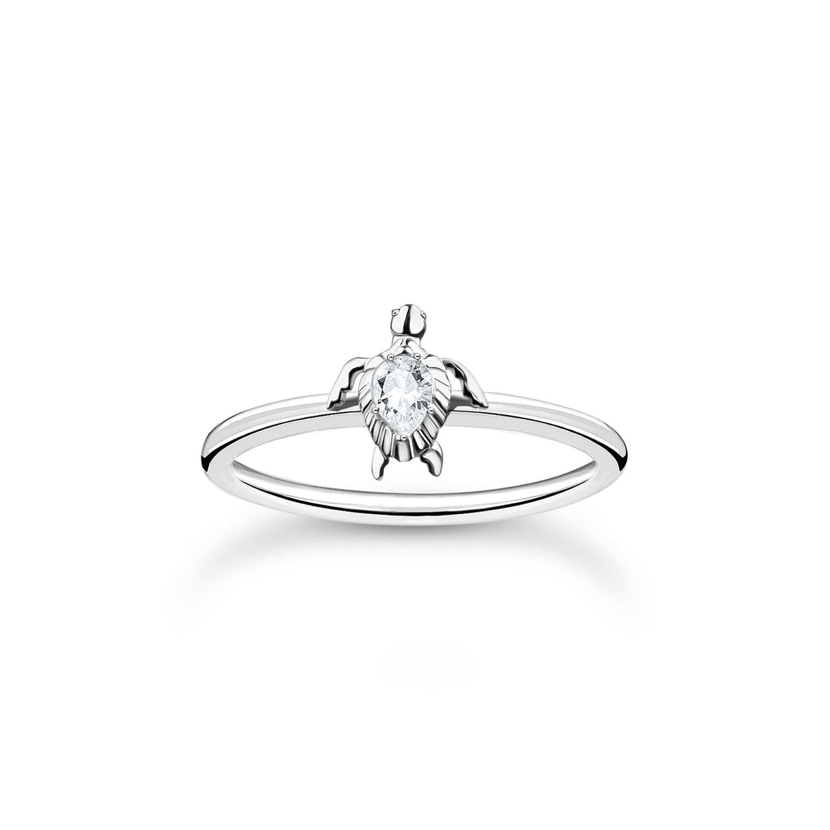 Turtle Ring With Cubic Zirconia In Silver