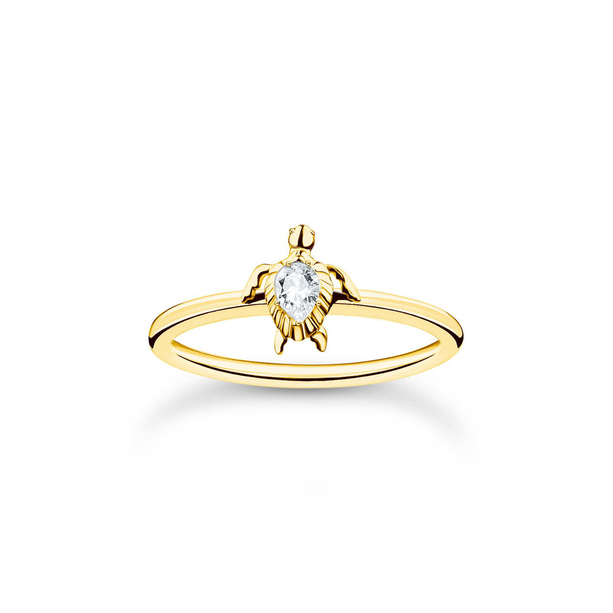 Turtle Ring With Cubic Zirconia In Gold