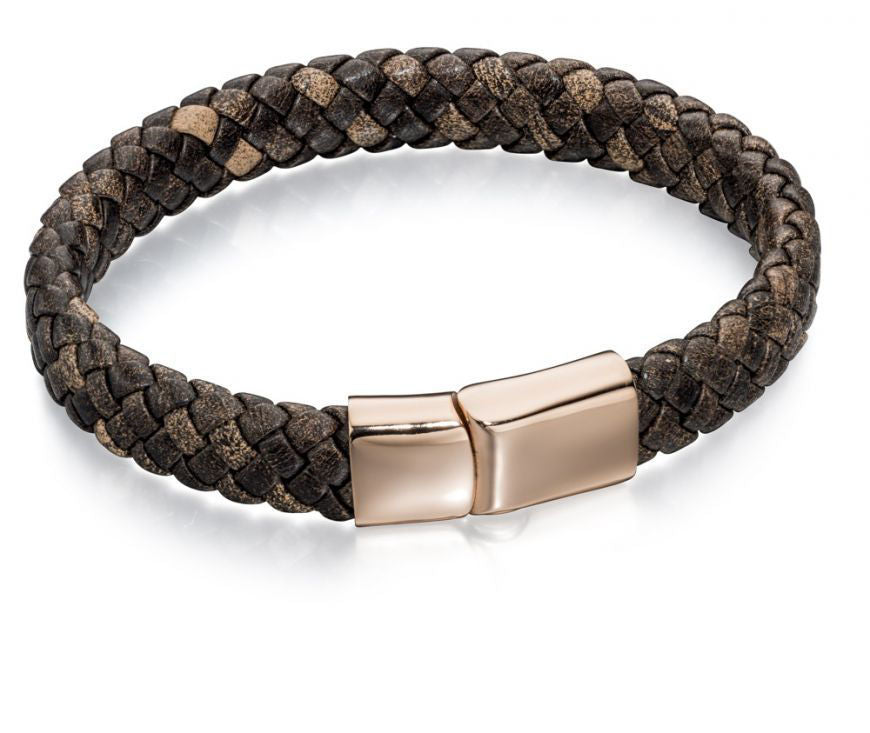 Plaited Brown Leather Bracelet