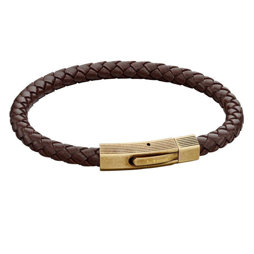 Brown And Bronze Leather Bracelet
