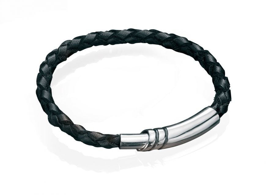 Black Leather Magnetic Bracelet