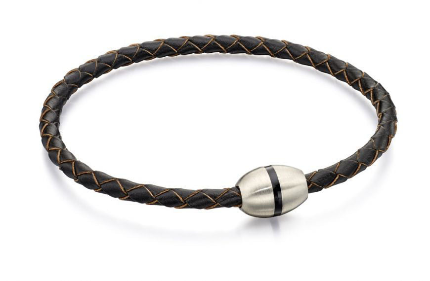Brown Leather Plaited Bracelet