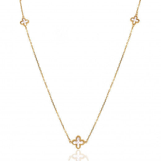 9ct Yellow Gold Mother of Pearl Cross Necklace