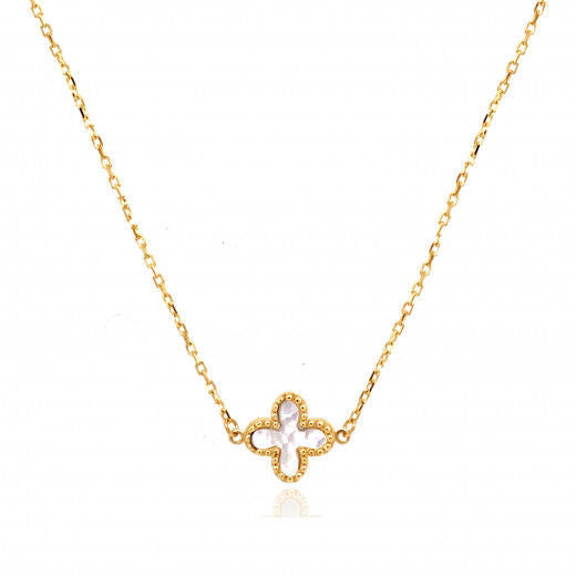 9ct Yellow Gold Mother of Pearl Cross Necklace