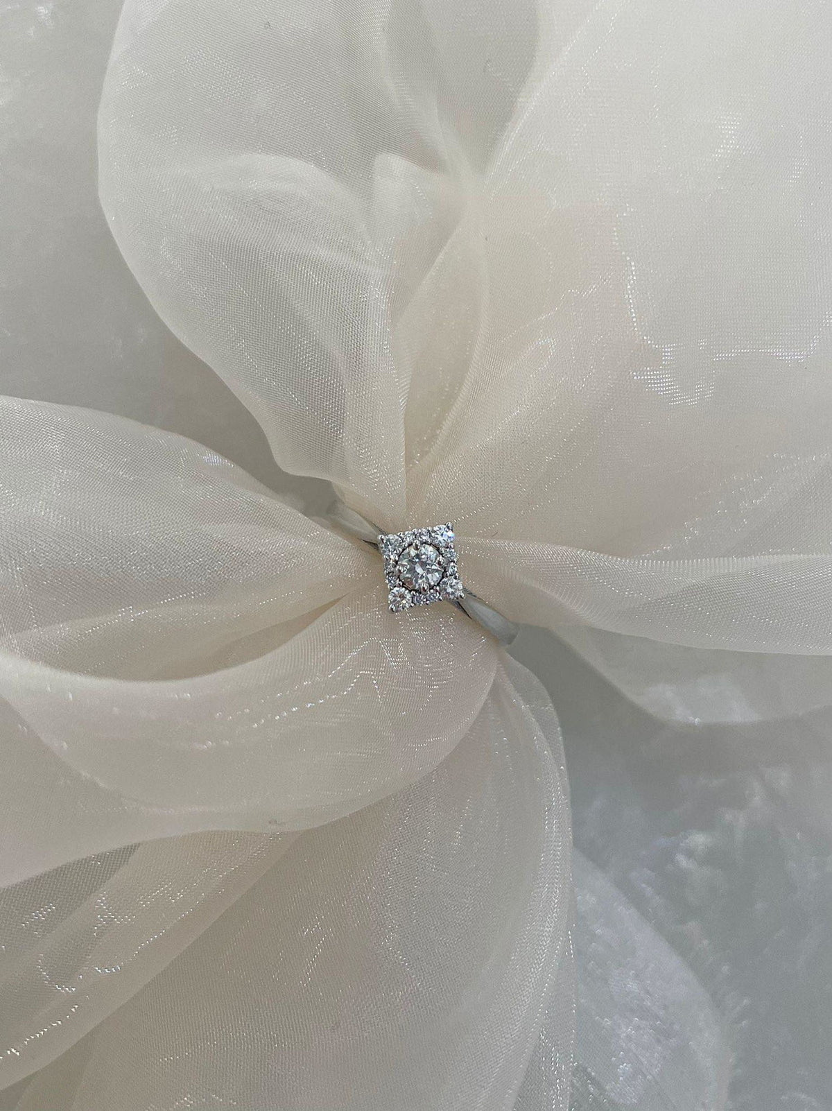 9ct White Gold Diamond Halo Ring