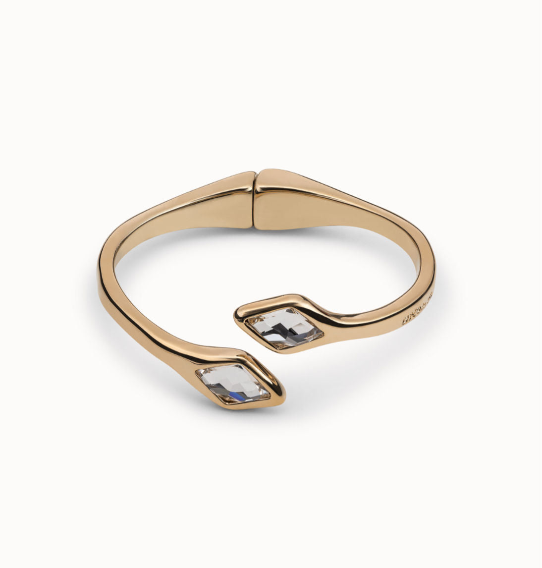 Double Trick With Swarovski Stones Gold Plated Bangle