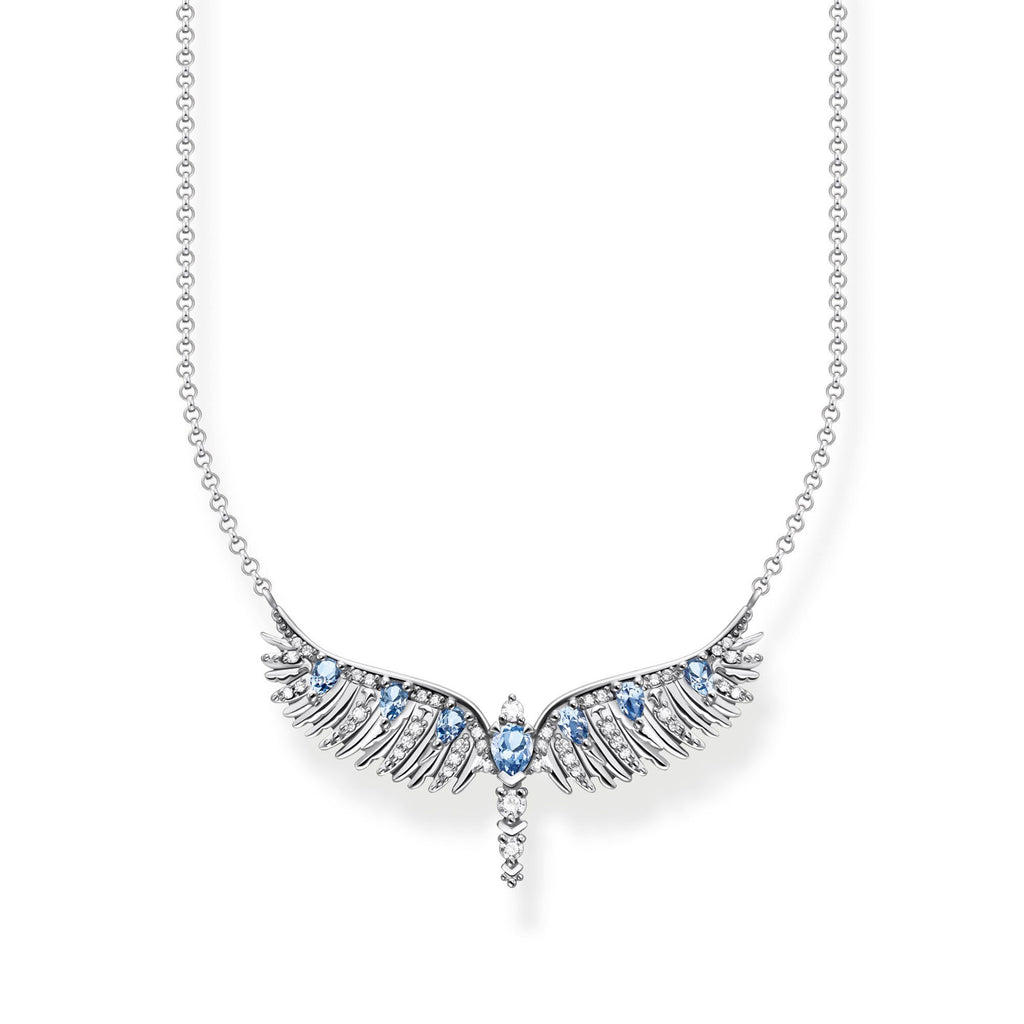 Phoenix Wings Necklace with Blue Stones