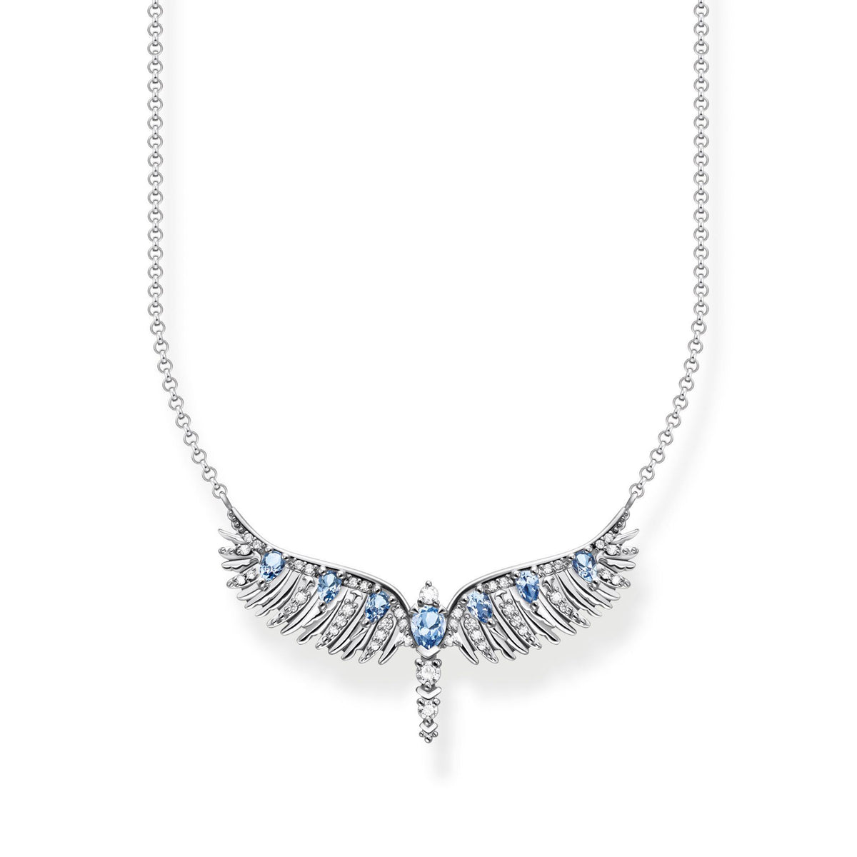 Phoenix Wings Necklace with Blue Stones