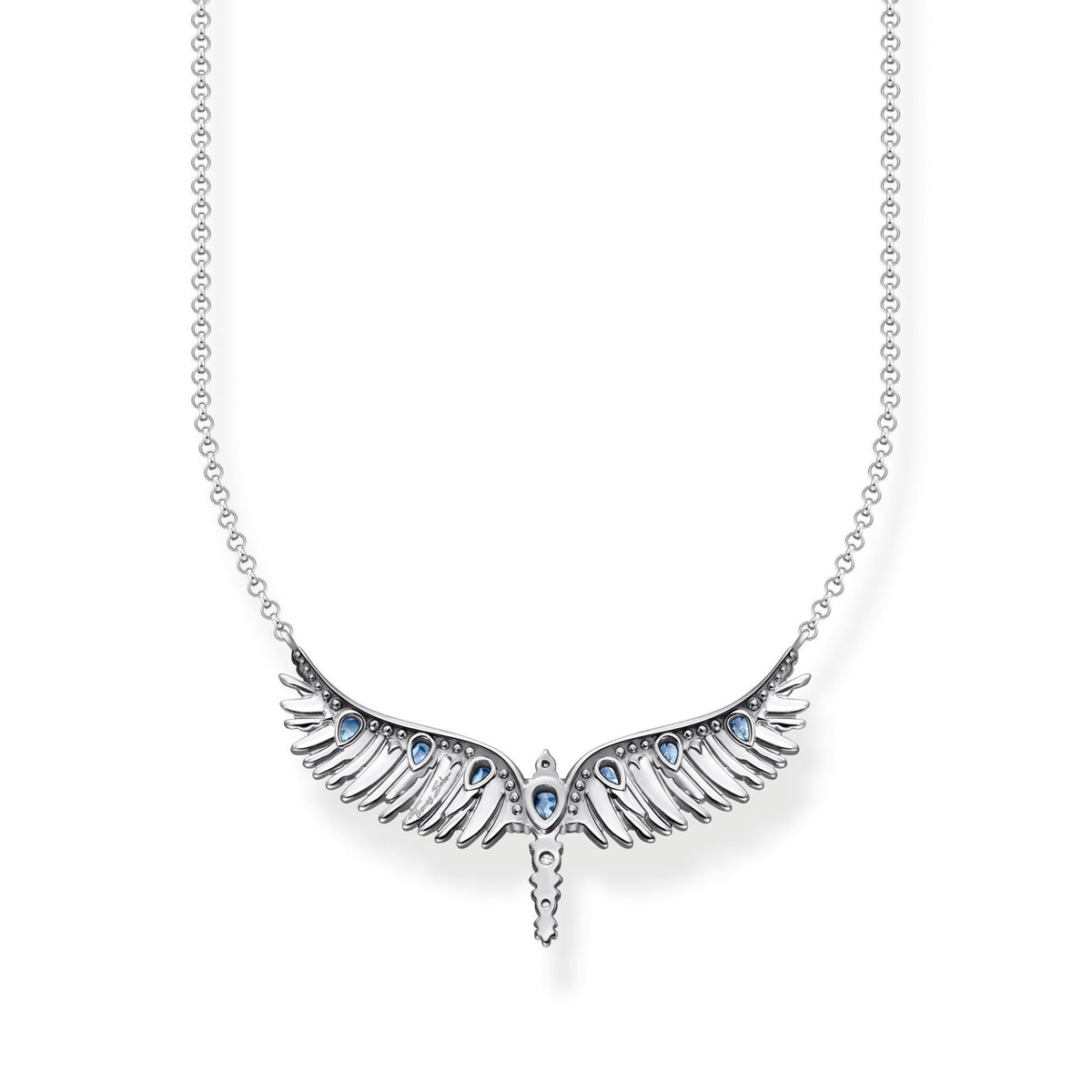 Phoenix Wings Necklace with Blue Stones