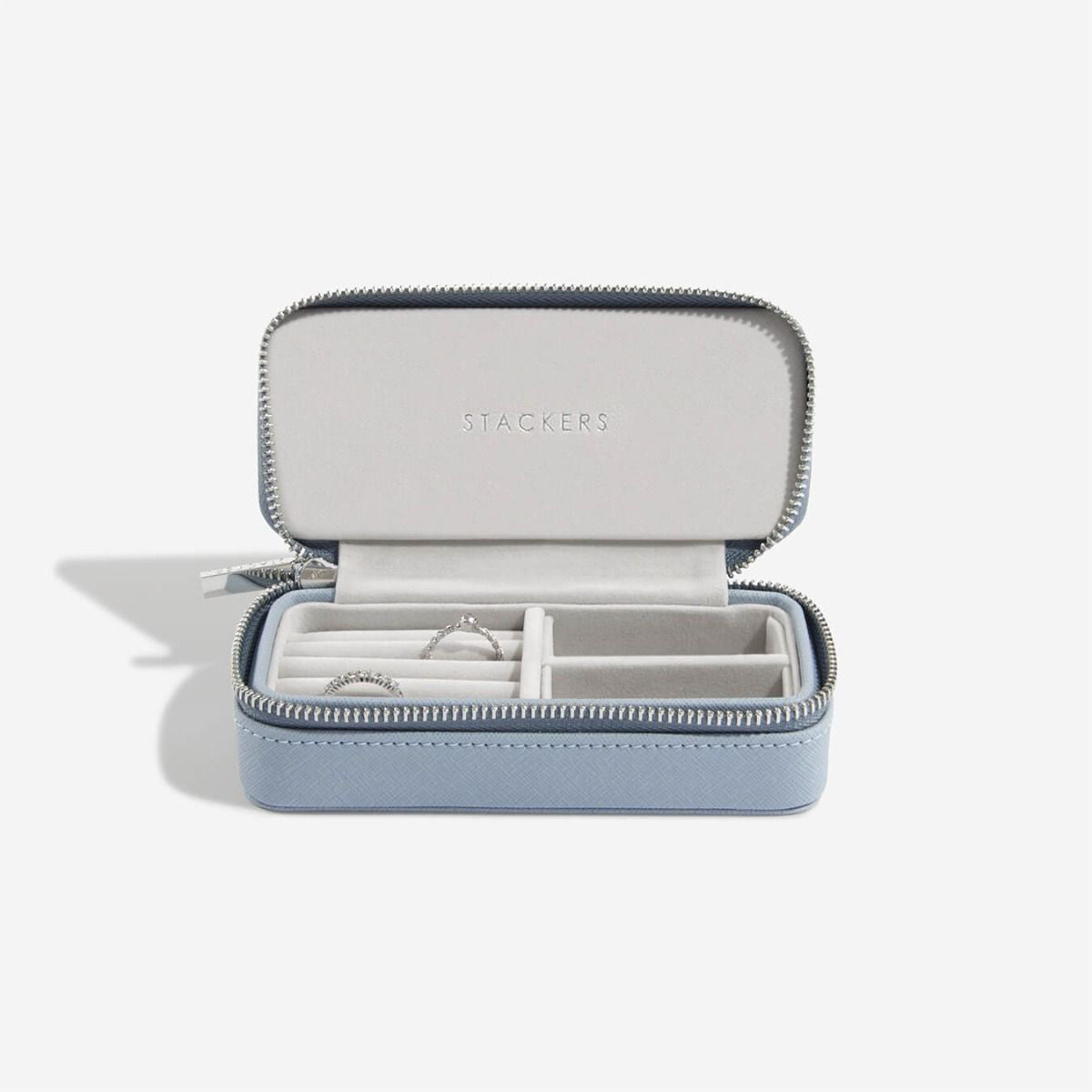 Dusky Blue Medium Zipped Jewellery Box