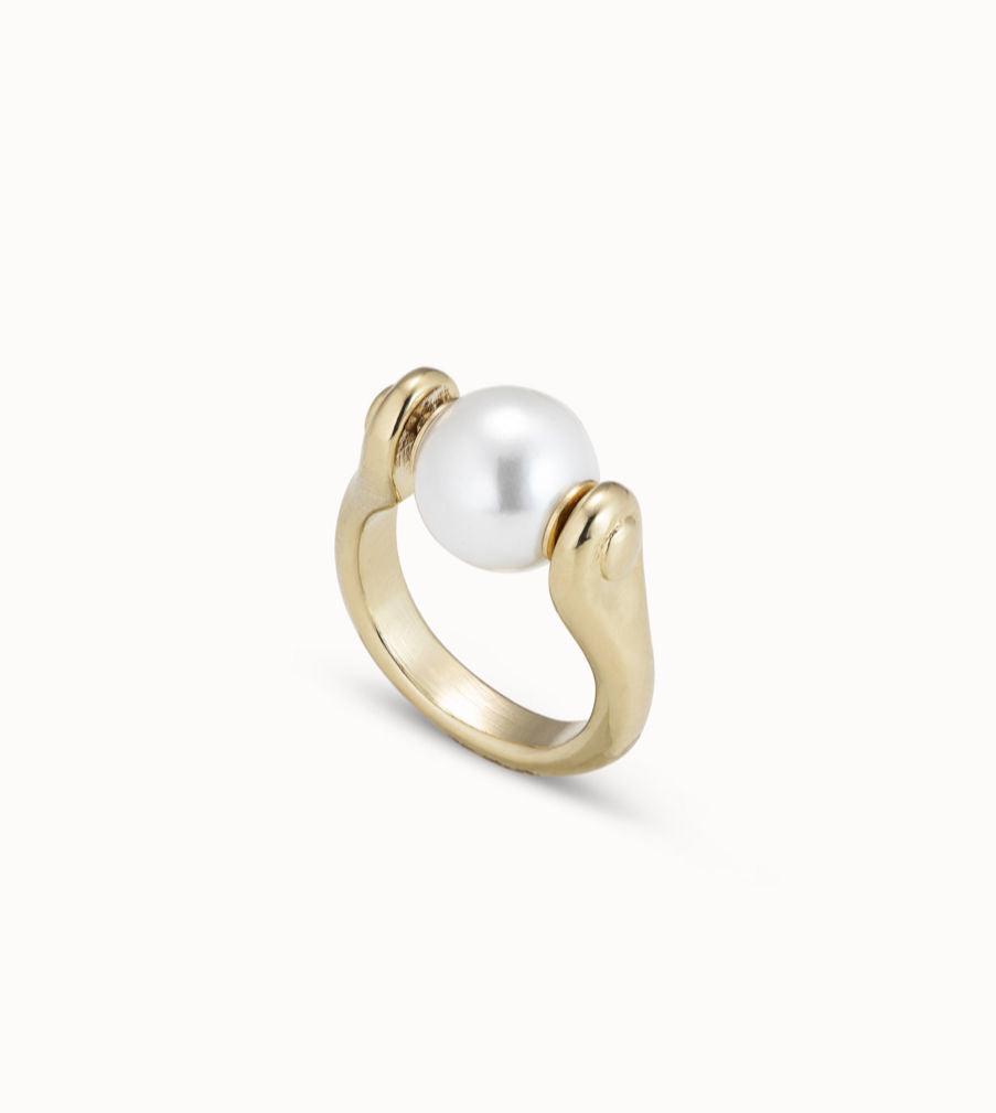 Full Pearl Moon Gold Plated Ring