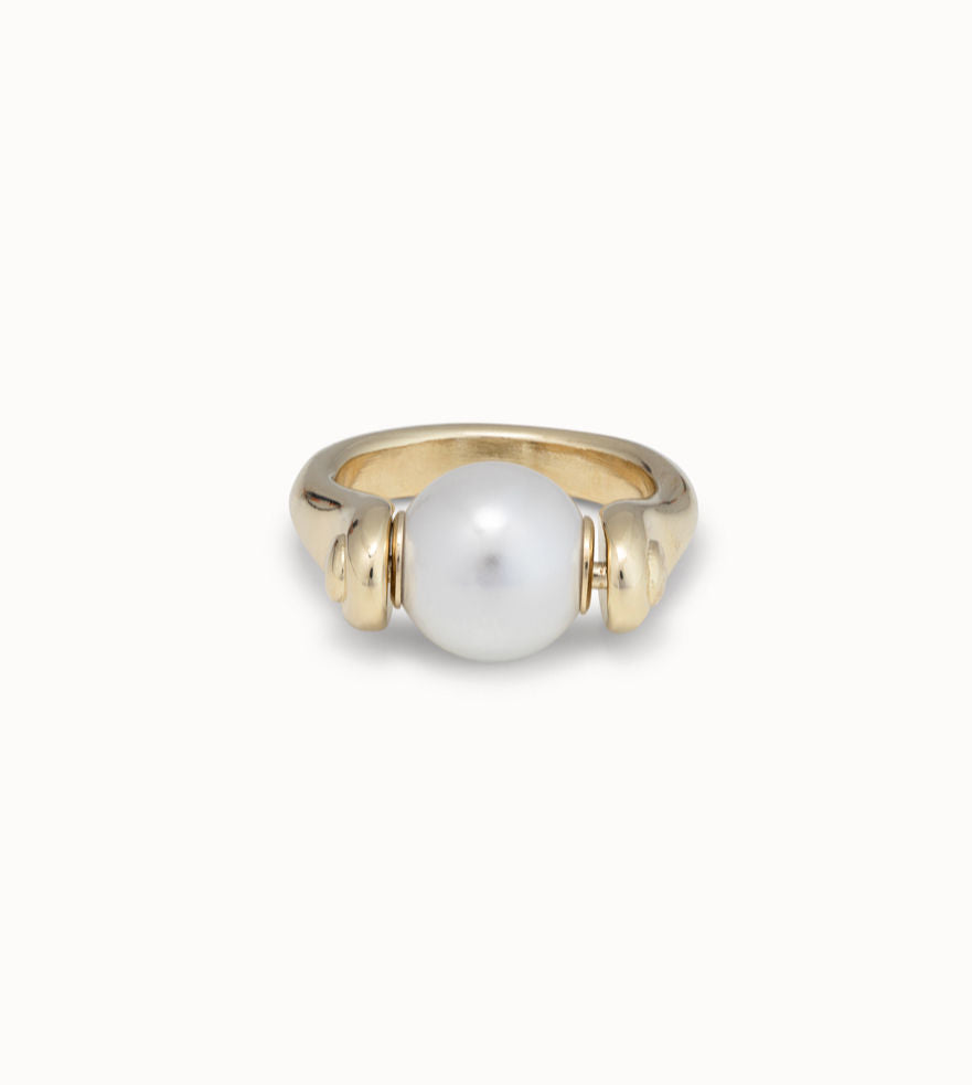 Full Pearl Moon Gold Plated Ring
