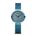 Ice Blue Ladies Watch with Striped Dial and Mesh Strap