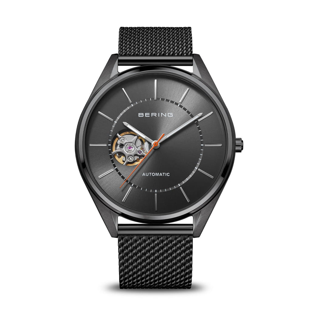Metallic Automatic Gents Watch with Mesh Strap