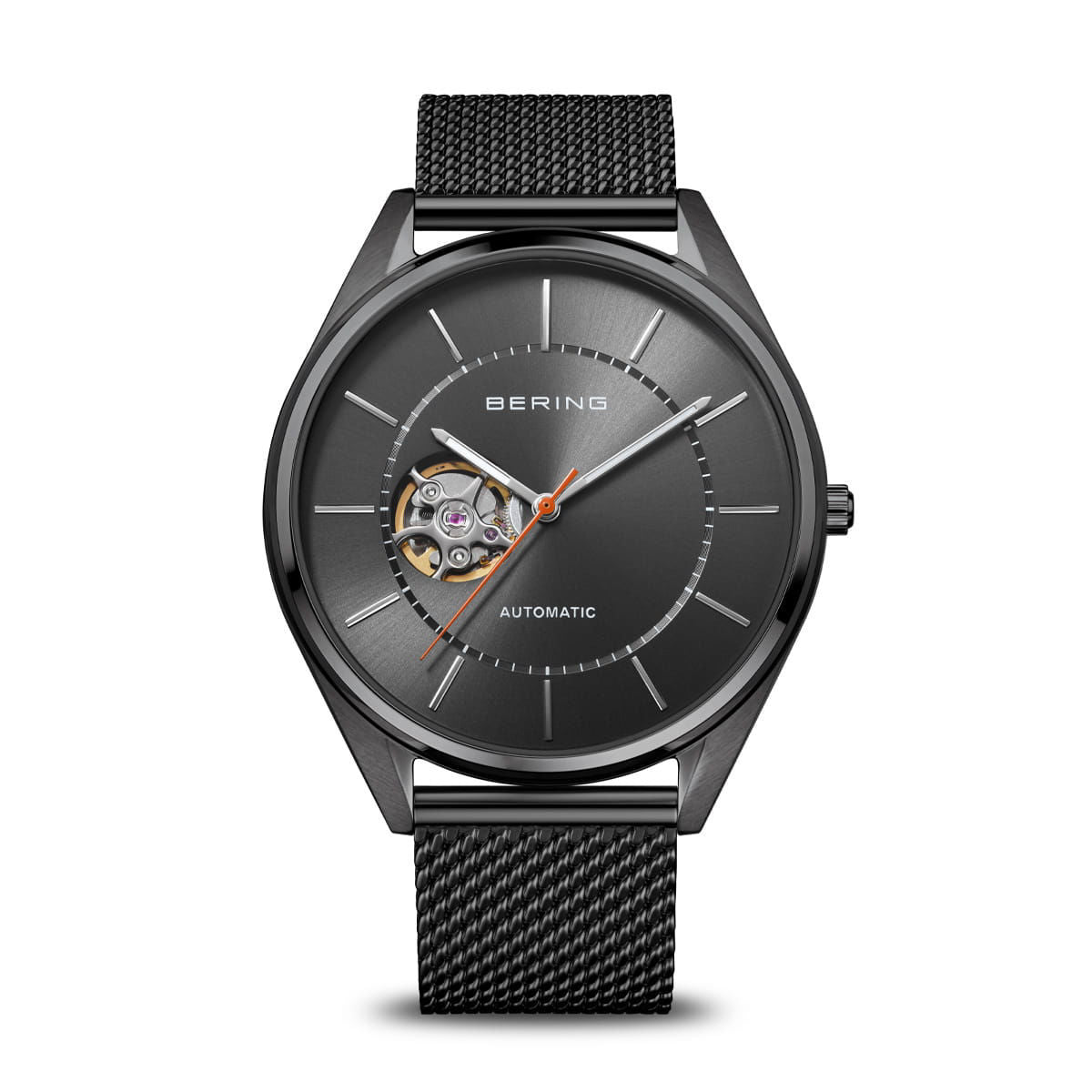 Metallic Automatic Gents Watch with Mesh Strap