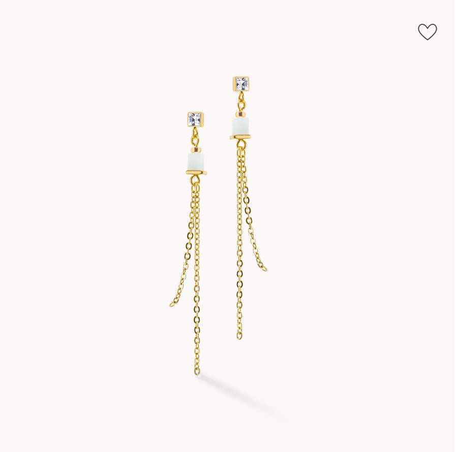 Geocube Precious And Slider Closure Gold Multicoloured Earrings