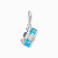 Retro Camera Blue Charm in Silver