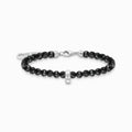 Charm Bracelet with Black Onyx Beads in Silver