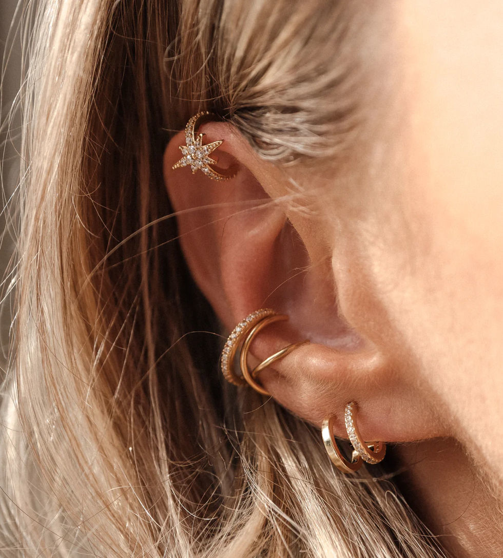 Illusion Double Huggie Stud Earrings Gold