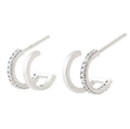 Illusion Double Huggie Stud Earrings Silver