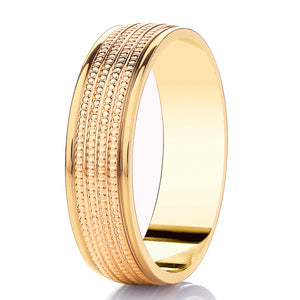 9ct Yellow Gold Diamond Cut 4mm Band 