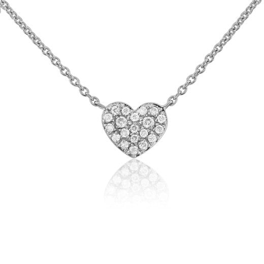 9ct White Gold Diamond Heart Necklace
