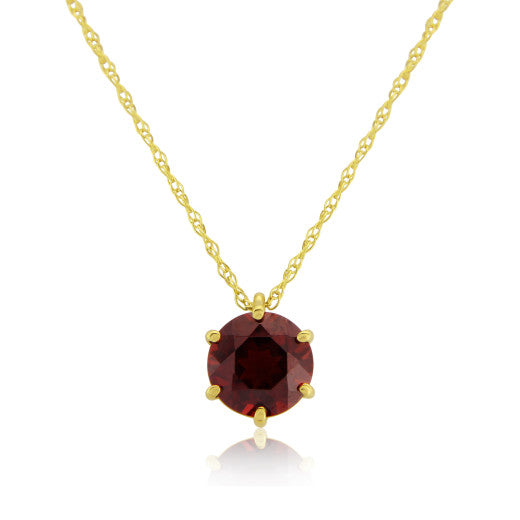 9ct Yellow Gold Garnet Pendant Necklace