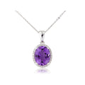 9ct White Gold Amethyst & Diamond Pendant Necklace