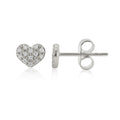 9ct White Gold Diamond Heart Earrings