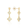9ct Yellow Gold Mother of Pearl Flower Drop Earrings