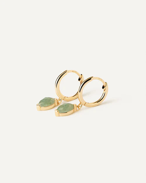 Green Aventurine Nomad Hoops in Gold