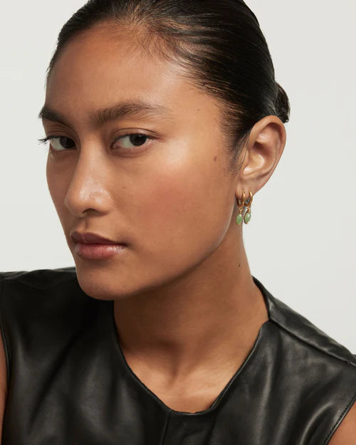 Green Aventurine Nomad Hoops in Gold