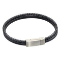 Double Row Black Leather Bracelet