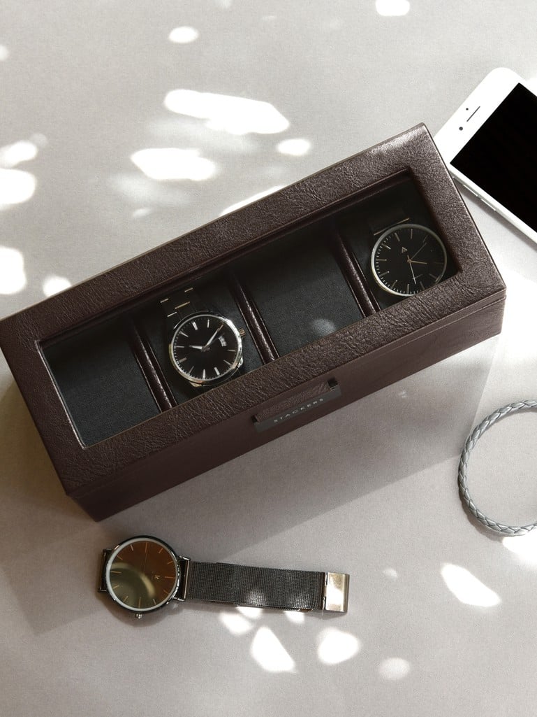 4 Piece Watch Box in Brown 
