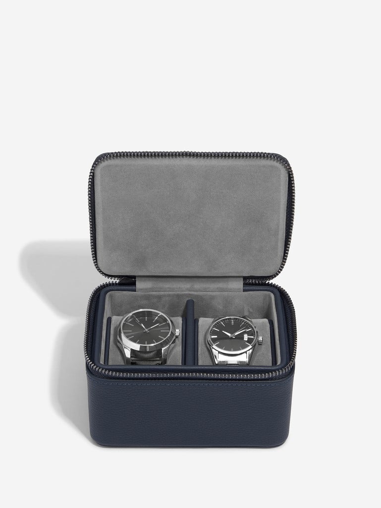 Navy Zipped Travel Watch Box