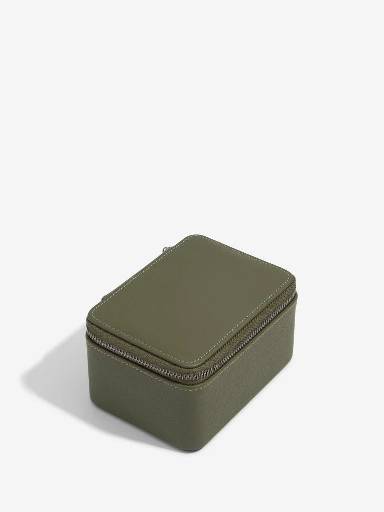 Olive Green Zipped Travel Double Watch Box