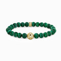Green Malachite Mens Bracelet with Gold Plated Beads 