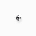 Blackened Silver Single Earring with Black Zirconia 