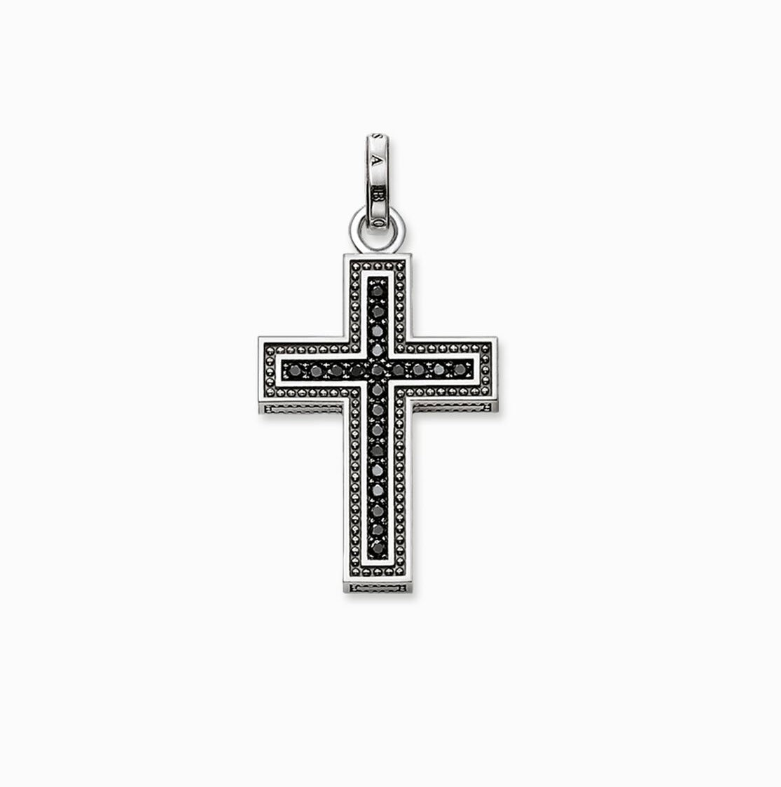 Black Cross Unisex Pendent with Black Zirconia 