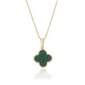 9ct Yellow Gold Malachite Flower Pendant Necklace